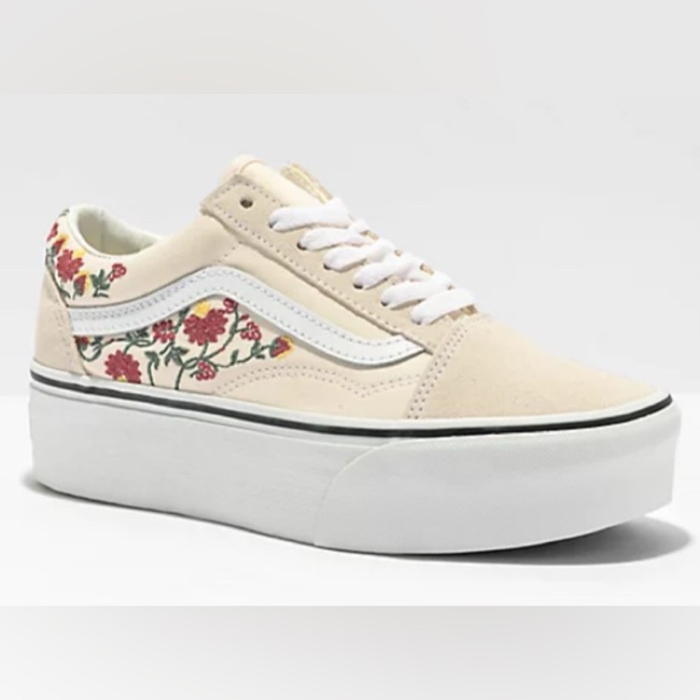 Vans GUC Size 7 Old Skool Stackform Floral Embroidery Platform